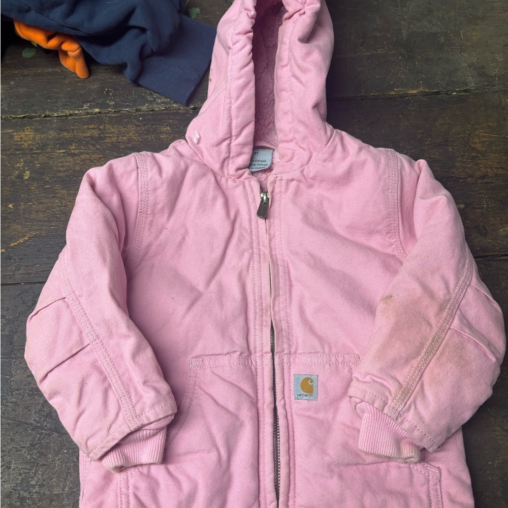 Kids Pink Hooded Jacket by Carhartt